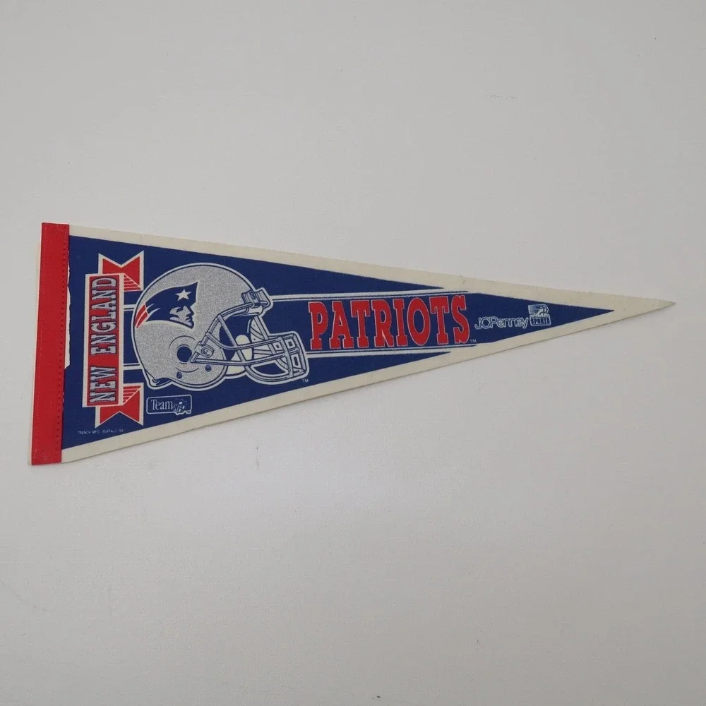 NFL New England Patriots Pennant Felt Flag Trench MFG. Blue Red